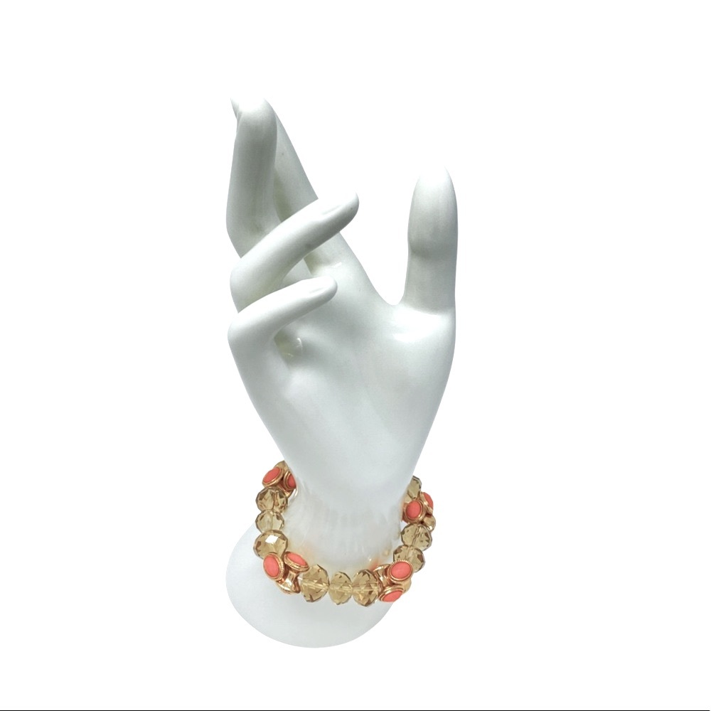 Amber and Orange Bead OSFM Bracelet